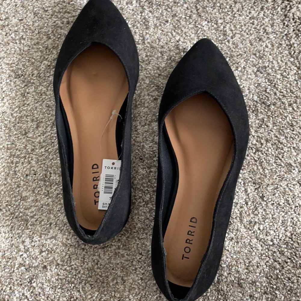 Torrid - Black Faux Suede Scalloped Flats